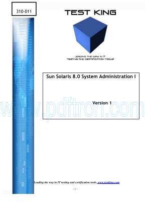 Cover of TestKing 310-011 Sun Solaris 8.pdf