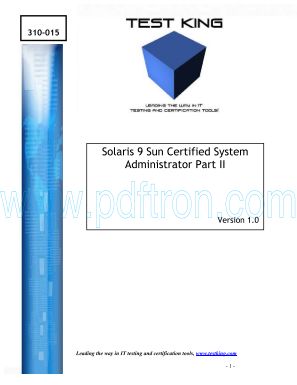 Cover of Testking 310-015 - Solaris 9 - Sun Cert. Syst. Adm. part II .pdf