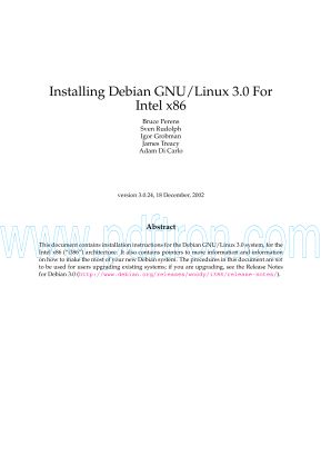 Cover of Installing Debian GNU Linux 3.0 For Intel x86.pdf