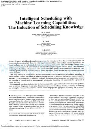 Cover of Intelligent Scheduling With Machine Learning Capabilities The Induction Of S.pdf