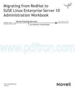 Cover of Novell.Course.3068.SUSE.Migrating.From.Red-Hat.Suse.Linux.Enterprise.10.student.Workbook.pdf