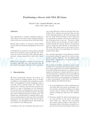 Cover of partitioning a server with nsa selinux.pdf