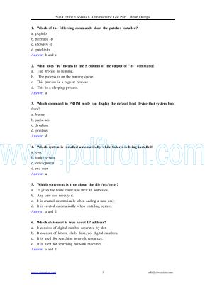 Cover of Unix - Solaris 8 administrator test part i.pdf