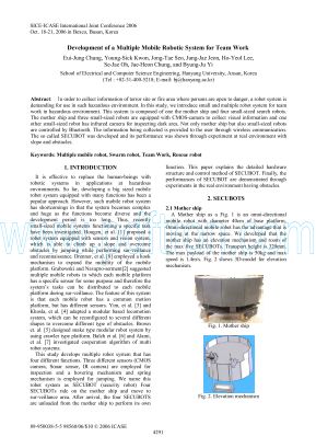 Cover of Development of a Multiple Mobile Robotic System for Team Work.pdf