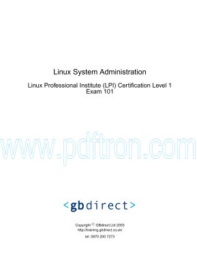 Cover of Linux System Administration - Linux Professional Institute (Lpi) Certification Level 1 - Exam 101 - 108P.pdf