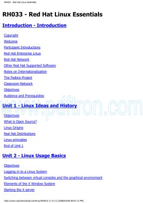 Cover of RH033 - Red Hat Linux Essentials.pdf