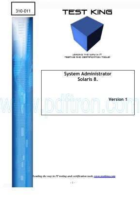 Cover of TestKing - 310-0110-System Administrator Solaris 8.0-Edt1.pdf