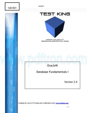 Cover of TestKing 1Z0-031 Oracle 9i Version 2.0.pdf