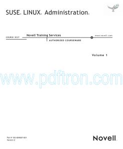 Cover of NovellPress_Novell_Certified_Linux_Professional_Course_3037_Novell_SUSE_LINUX_Administration_Training_Book_Volume_1.pdf