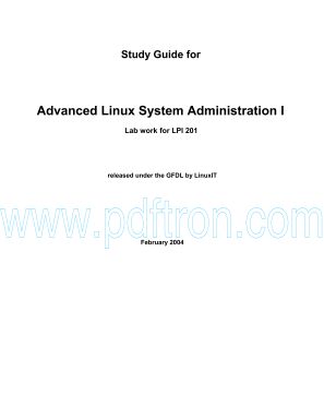 Cover of Study Guide for Advanced Linux System Administration I - Lab work for LPI 201.pdf