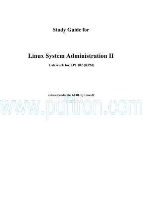 Cover of Study Guide for Linux System Administration II - Lab work for LPI 102.pdf