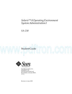 Cover of Sun Microsystems - Solaris 8 - SCSA I - Student Guide - SA238.pdf