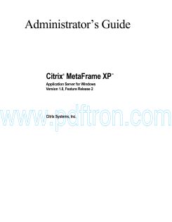 Cover of Citrix MetaFrame XP Enterprise Administrators Guide.pdf