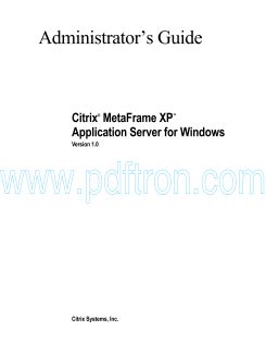 Cover of Citrix Systems - MetaFrame XP Administrator's Guide.pdf