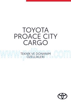 Cover of Yeni Proace City Cargo Teknik Ve Donanim Ozellikleri Tr 2024.Pdf