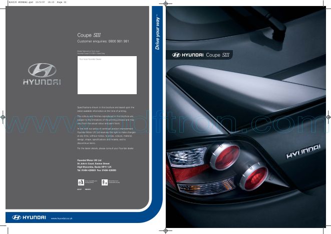 Cover of Hyundai Coupe S III Brochure.Pdf