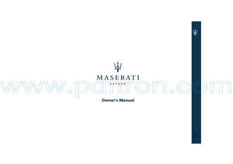 Cover of Maserati Spyder Owners Manual.Pdf