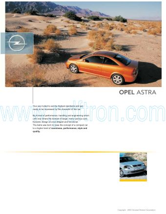 Cover of Opel Astra Car Brochure 2003 202302.Pdf