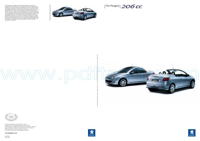 Cover of Peugeot206Ccbrochure.Pdf