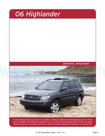 Cover of  Toyota Highlander 2006.Pdf