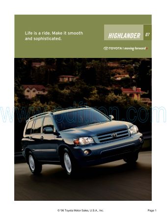 Cover of  Toyota Highlander 2007.Pdf