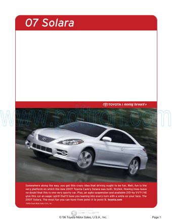 Cover of  Toyota Solara 2007.Pdf