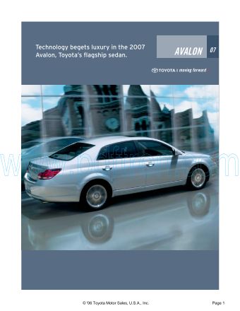 Cover of Toyota Us Avalon 2007.Pdf