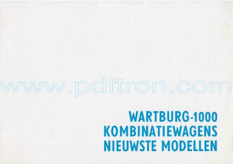 Cover of Wartburg 1000 Kombinatiewagens Brochure 1963.Pdf