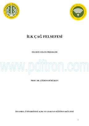 Cover of Çiğdem Dürüşken - İlk Çağ Felsefesi.Pdf