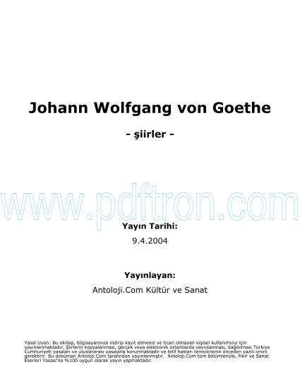 Cover of Johann Wolfgang Von Goethe - Şiirleri.pdf