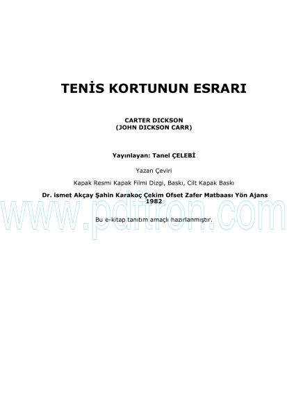 Cover of John Dickson Carr - Tenis Kortunun Esrari.pdf