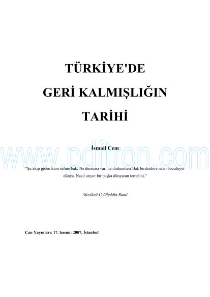 Cover of Ismail Cem - Turkiye'de Geri Kalmisligin Tarihi.pdf