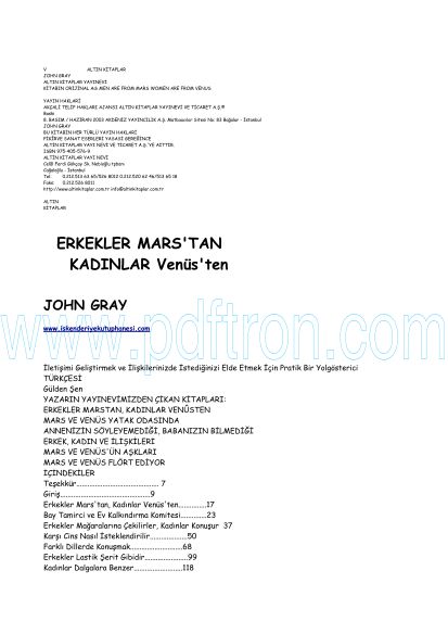 Cover of John Gray - Erkekler Marstan Kadinlar Venusten.pdf