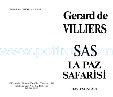 Cover of Gerard De Williers - 62 La Paz Safarisi.pdf