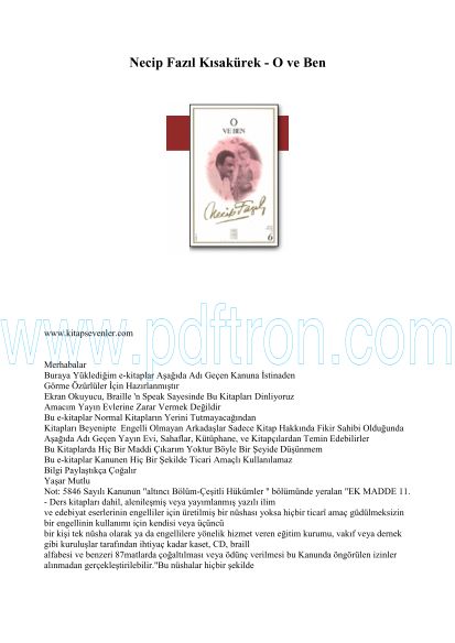 Cover of Necip Fazil Kısakürek - O Ve Ben.pdf