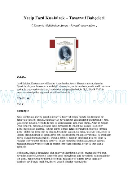 Cover of Necip Fazil Kısakürek - Tasavvuf Bahceleri.pdf