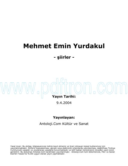 Cover of Mehmet Emin Yurdakul - Şiirleri.pdf