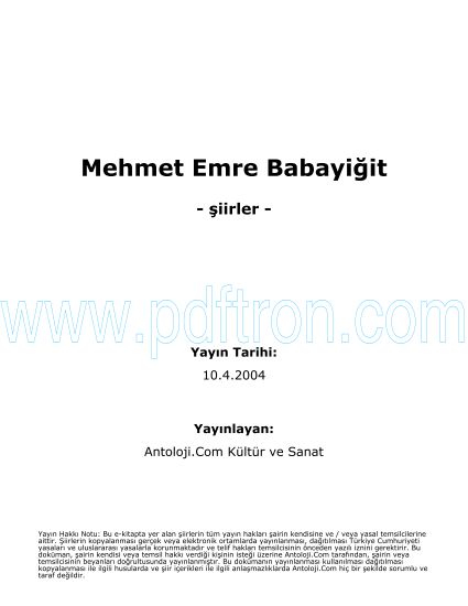 Cover of Mehmet Emre Babayigit - Şiirleri.pdf