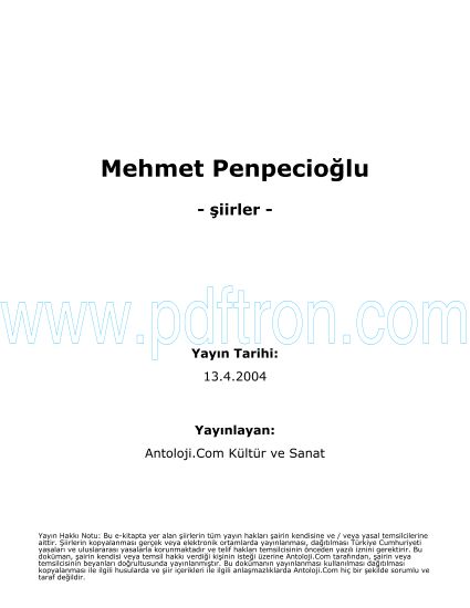 Cover of Mehmet Penbecioglu - Şiirleri.pdf