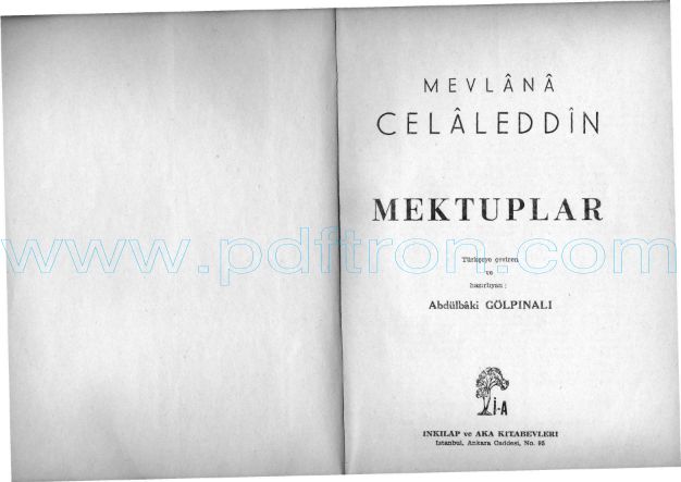 Cover of Mektuplar - Mevlana Celaleddin.pdf