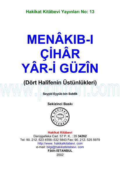 Cover of Menâkıb-I Cihâr Yâr-I Güzîn.pdf