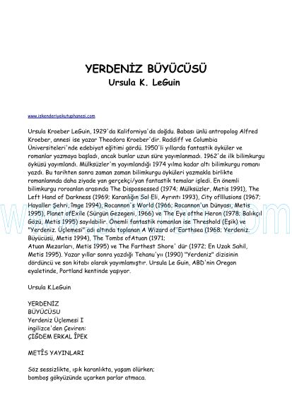 Cover of Ursula K Le Guin - Yerdeniz Buyucusu.pdf