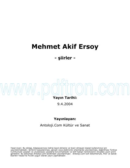 Cover of Mehmet Akif Ersoy - Şiir Kitabı.pdf