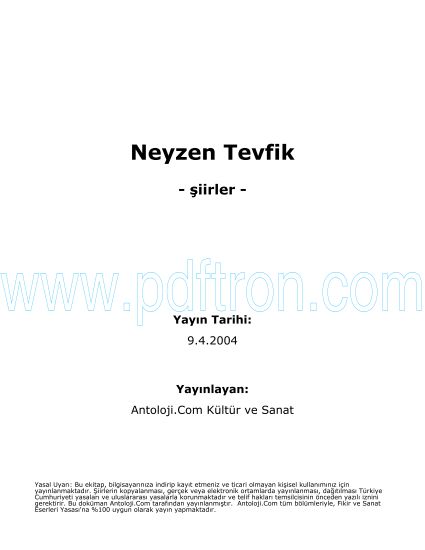 Cover of Neyzen Tevfik - Şiir Kitabı.pdf