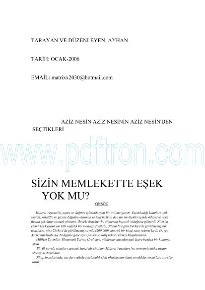 Cover of Sizin Memlekette Eşek Yok Mu.pdf