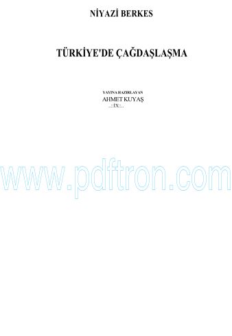 Cover of Niyazi Berkes - Turkiye'de Cagdaslasma.pdf