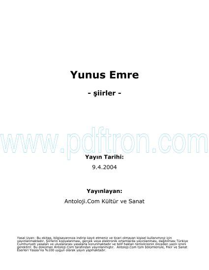 Cover of Yunus Emre - Şiirler.pdf