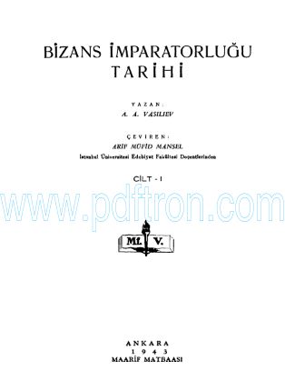 Cover of A.A.Vasiliev - Bizans İmparatorluğu Tarihi.pdf