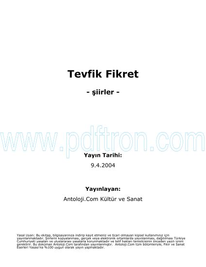 Cover of Tevfik Fikret - Şiirler.pdf