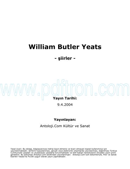 Cover of William Butler Yeats Şiirleri.pdf